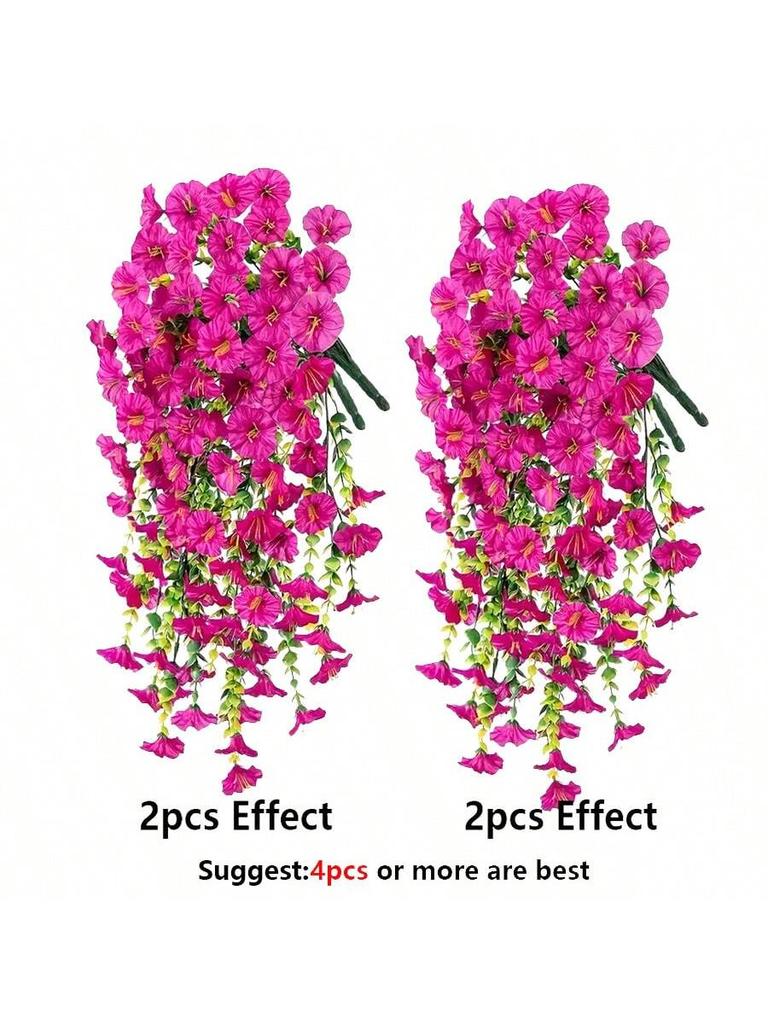 1/2pcs UV-Resistant Artificial Morning Glory & Eucalyptus Hanging Decor - Perfect For Home,Garden,Weddings Outdoor Decoration