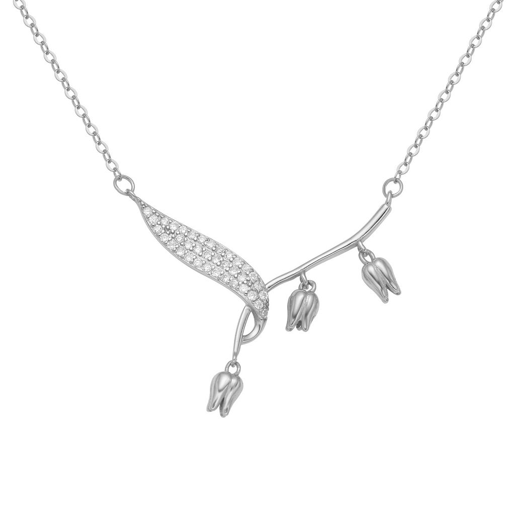 Серебряное ожерелье S925 с изображением ландыша, женское, легкое, роскошное, модное, с цветочным принтом, цепочка на ключицу, лето