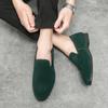 Men’s Loafers Dress Shoes Green Suede Party Nightclub Smoking Shoes Men Coffee Retro Flats Tuxedo Wedding Blazers Saddle Shoes Large Size