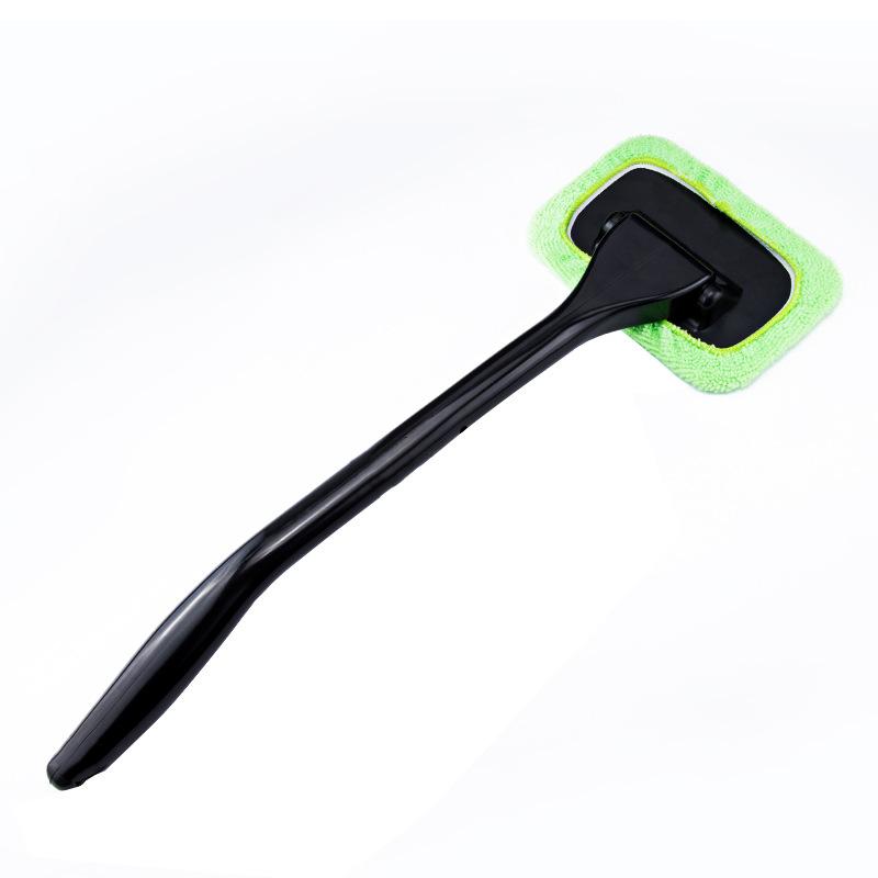 Car Windshield Cleaning Brush Kit, Long Handle Window Cleaner with Microfiber Pad, Interior Auto Glass Cleaning Tool for Windshield and Windows