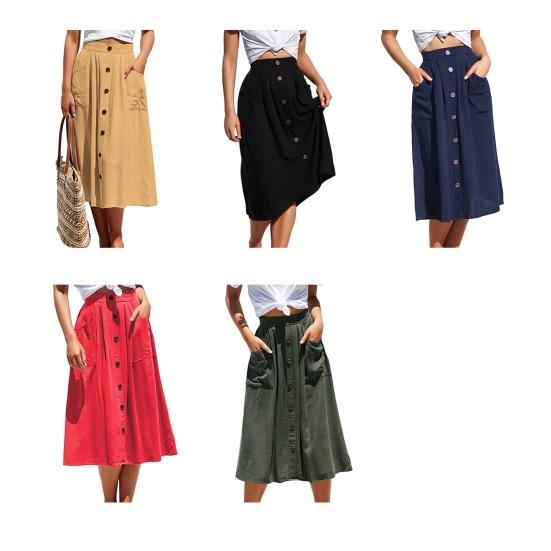 Женская юбка миди, эластичная, с высокой талией, утягивающая, длиной до середины икры, с карманами