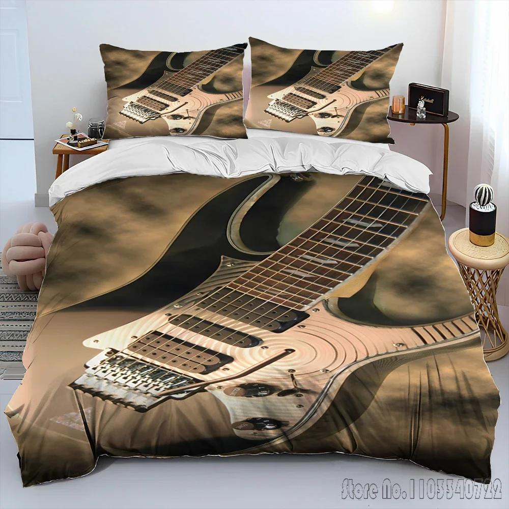 Комплект пододеяльника 3D Классическая гитара Электрогитара HD Чехол для одеяла для детских постельных комплектов Постельное белье Декор спальни