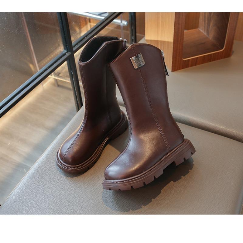 Сапоги для девочек из фланелевой ткани, два хлопка, высокие, осенне-зимние, новинка, рыцарские сапоги для маленьких девочек, корейская версия, детские хлопковые сапоги среднего и большого размера