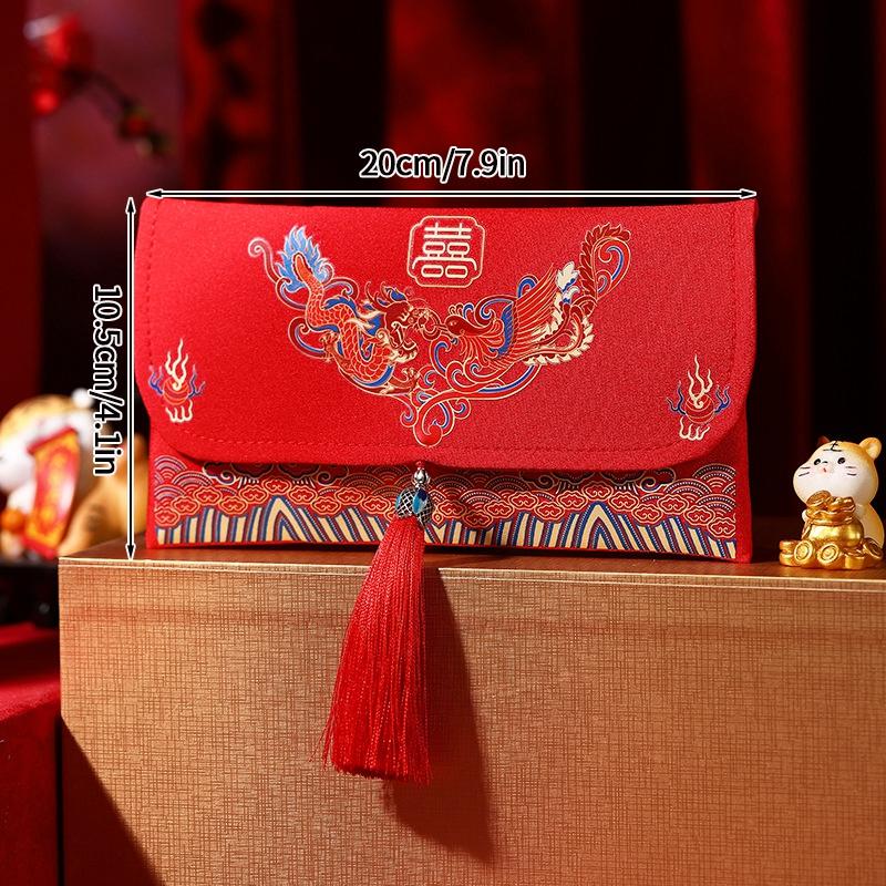 1Pc  Cloth Wedding Red Envelope Traditional Chinese Wedding Red Envelope Lucky Money Packets With Tassel Weddings Supplies