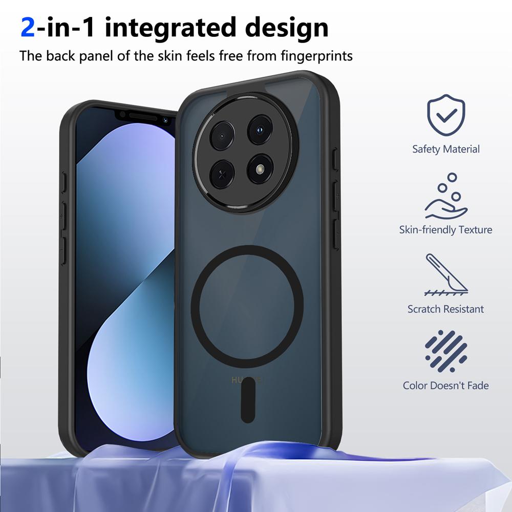 KEYSION Магнитный чехол для телефона для Huawei nova 14i Силикон+ПК Матовый Полупрозрачный Прозрачный Ударопрочный Задняя крышка для Huawei nova14i