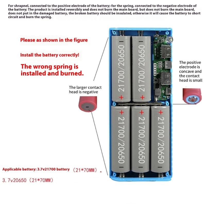 5 слотов для аккумуляторов 21700, съемный батарейный отсек, не требует сварки, различные решения для зарядки устройств