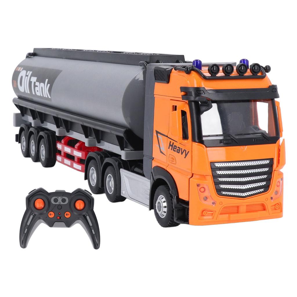 RC Oil Tanker Trailer Toy 9CH Musical Alloy Educational Открывающаяся дверь Дистанционное управление Грузовик Топливо