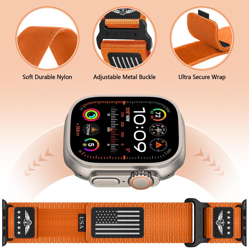 Sport Woven Nylon Strap for Apple Watch Ultra Band 49mm 45mm 42mm 44mm Leather correa bracelet iWatch series 9 7 6 5 8 se 44 mm