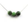 Stones and Minerals. 3 Australian Epidote Pearl Necklace 8 Mm Stainless Steel Chain.