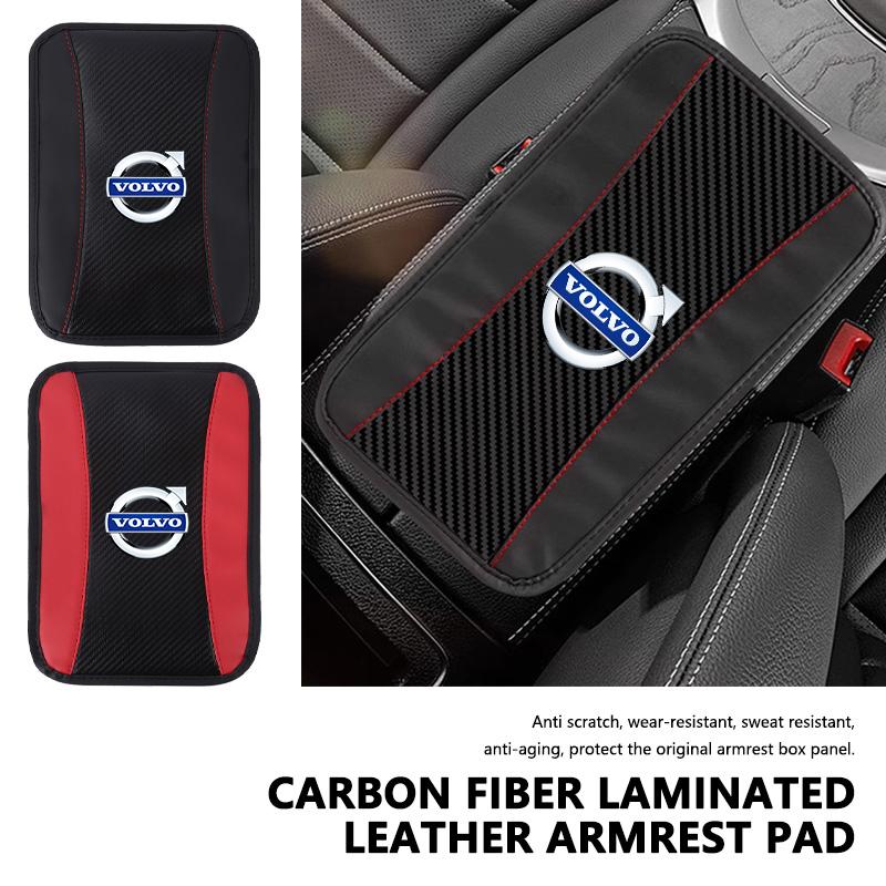 Car Console Armrest Pad Carbon Fiber Leather Auto Cushion Cover For Volvo V50 S60 XC60 S40 XC40 XC90 V70 XC70 C30 V40 V60