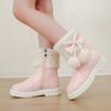 Children's Snow Boots, Winter Girls' Fleece Princess Leather Ankle Boots