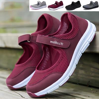 Женские сетчатые спортивные кроссовки, летняя дышащая обувь для фитнеса, ходьбы, бега, женская обувь среднего возраста для ленивых, 35-42