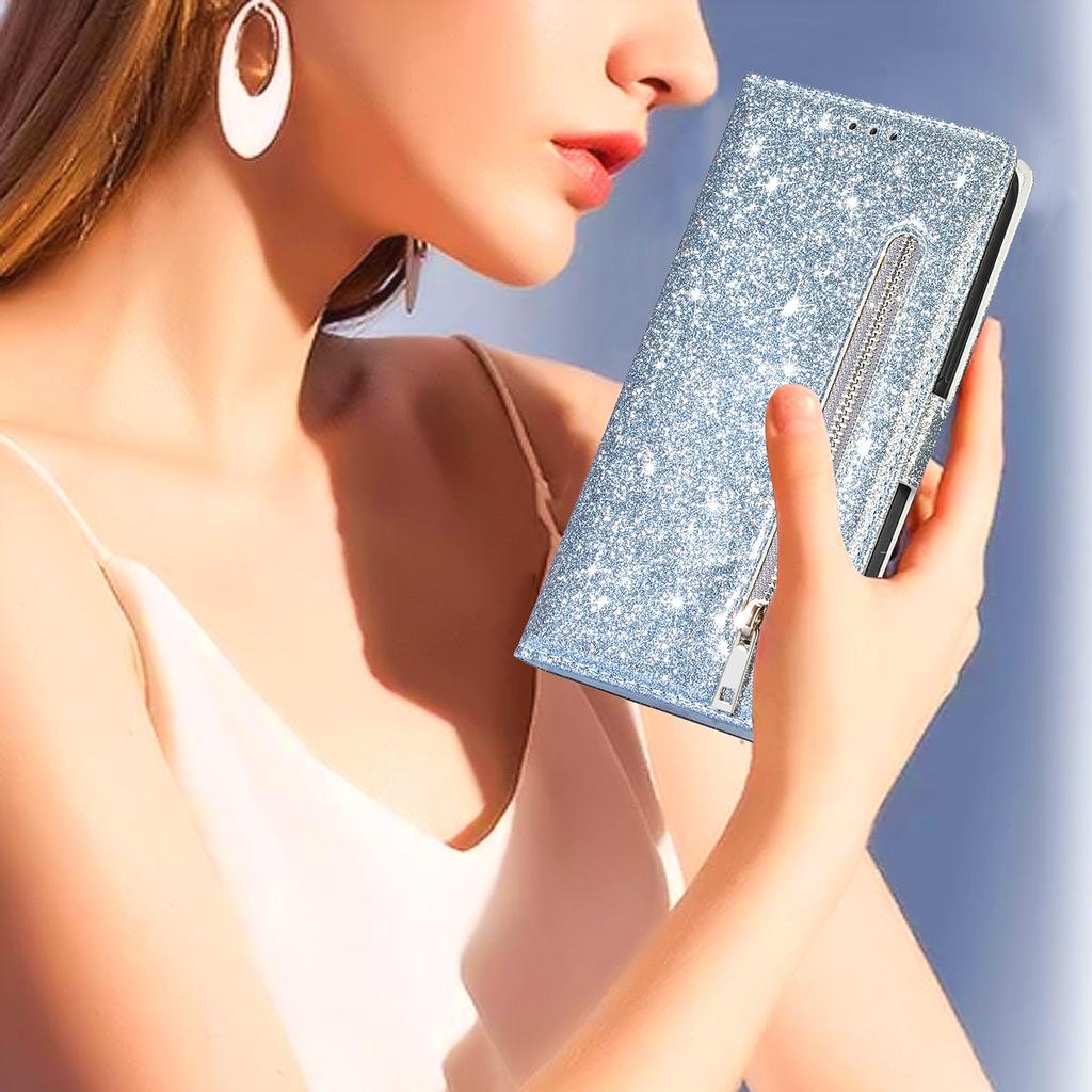 For Xiaomi Redmi Note 13 Pro 5G/Poco X6 5G Case Glitter Zipper Leather Cover with Wallet