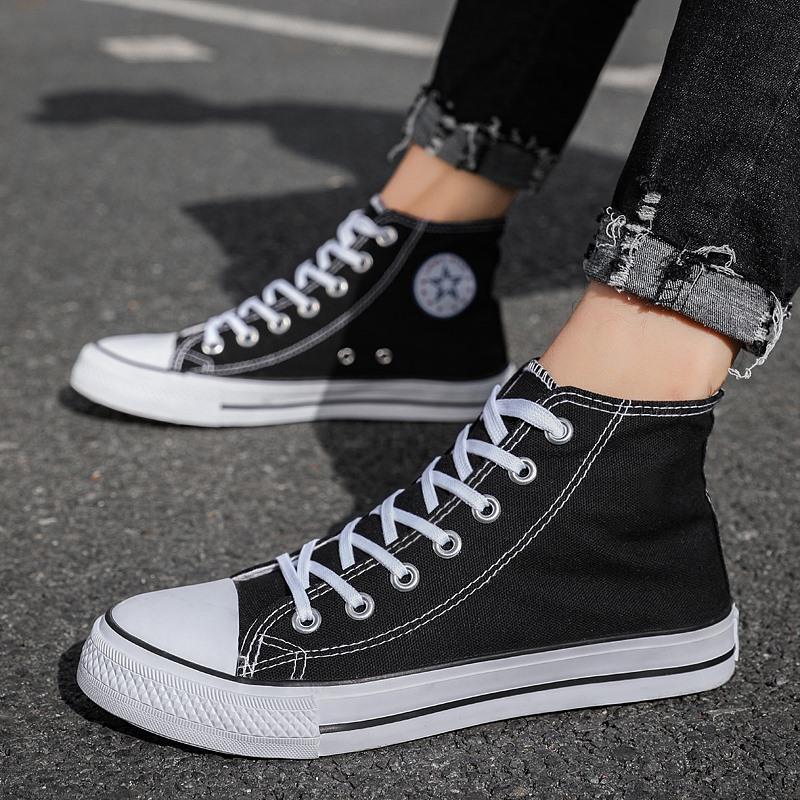 Высокие парусиновые туфли мужские корейские версии модные универсальные студенческие модные туфли повседневные тканевые туфли для мальчиков скейтборд обувь с высоким воротом мужская обувь