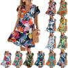 Women's Dresses Short Sleeve V-Neck Floral Printed Loose Casual Temperament Beach Dresses