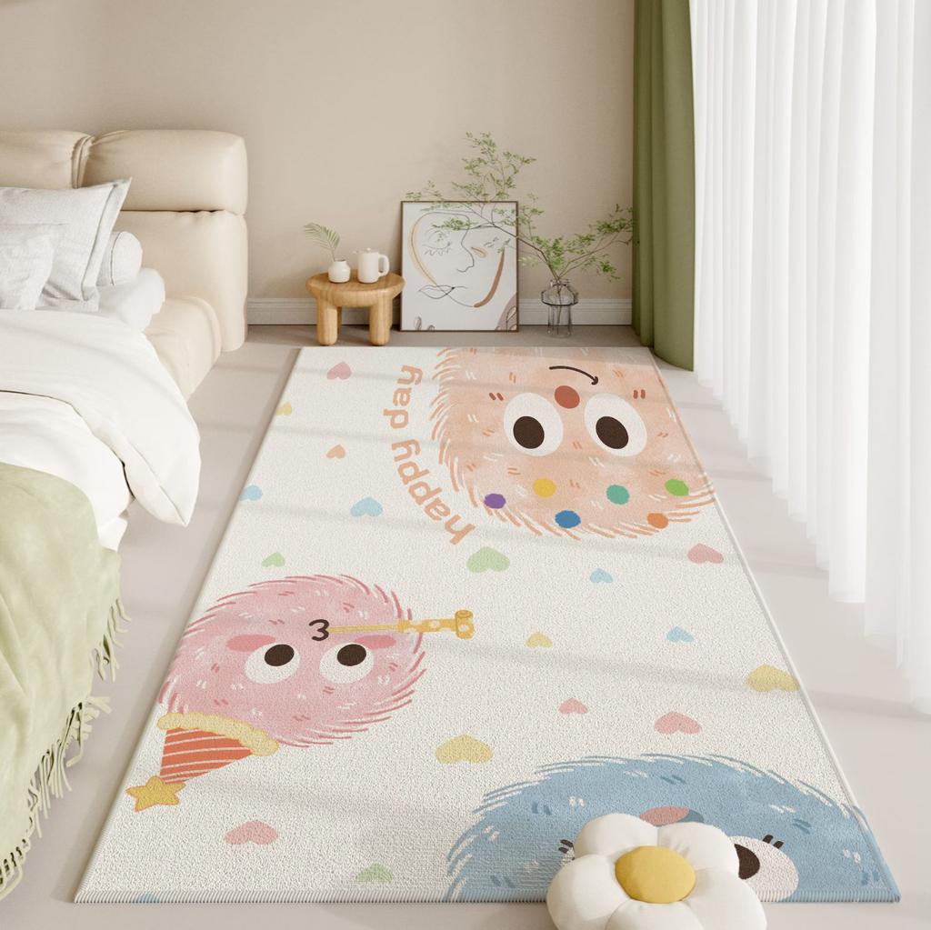 ins wind Cute Dopamine Cartoon Bedside Rug Girl Waterproof Stainless Bedroom Floor Mat Indoor Decoration