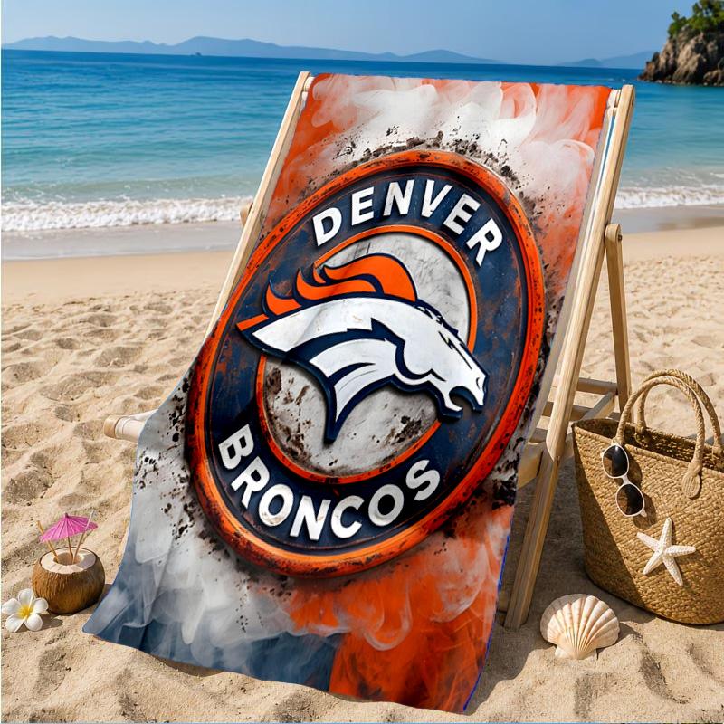 Пляжное полотенце с логотипом Denver Broncos, Быстросохнущее, Легко ухаживать, Подходит как для фитнеса, так и для пляжного отдыха, Спортивный незаменимый аксессуар