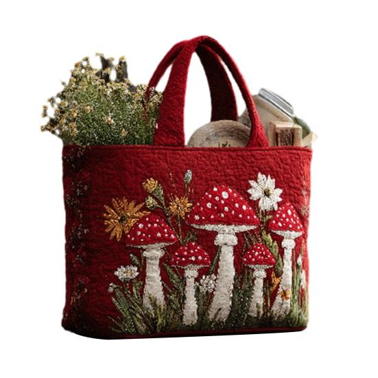 Стеганая сумка-тоут Женская винтажная сумка через плечо Цветы Животные Сумка Цветочный кошелек для поездок на работу Вечеринки Ежедневные поручения