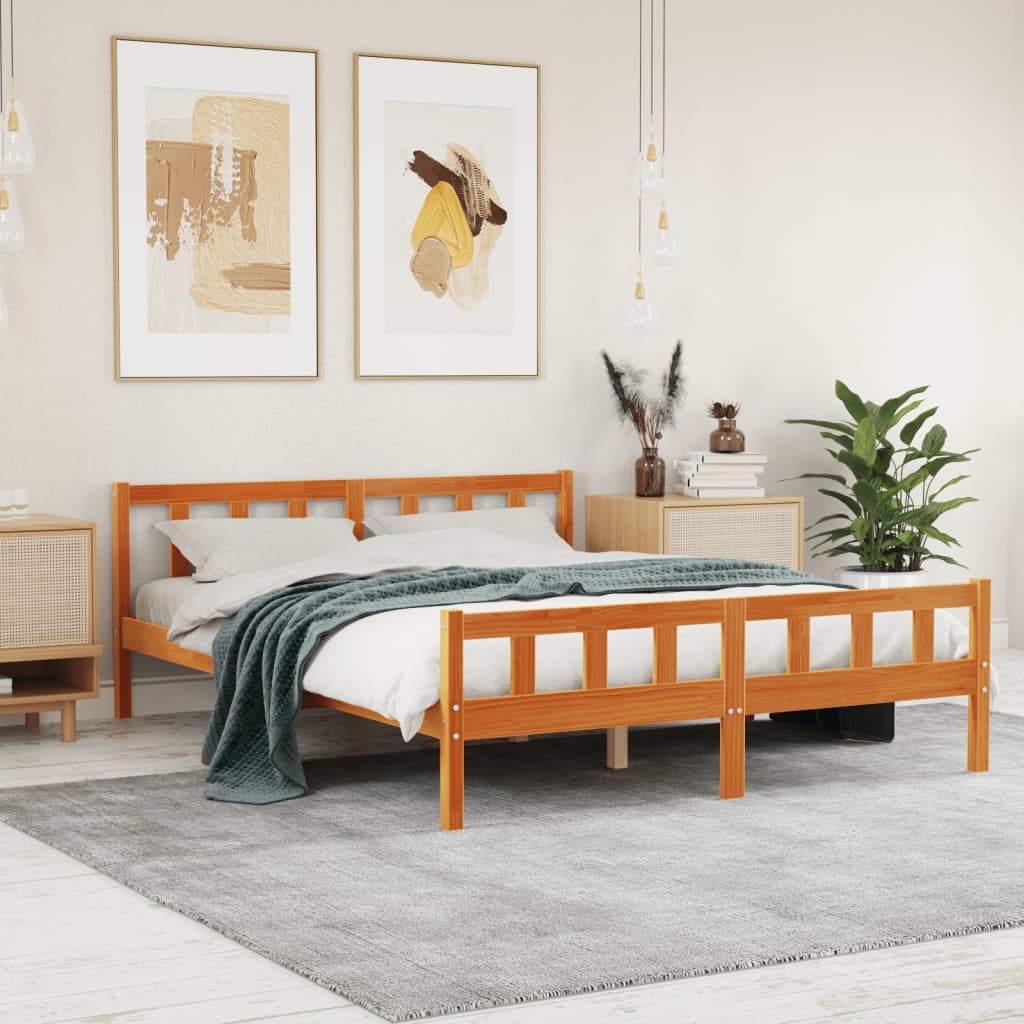 Vidaxl Rama Łóżka Bez Materaca, Woskowy Brąz, 150X200 Cm, Lita Sosna
