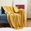 Rust Knitted Throw Blanket for Couch Textured Knit Blanket with Tassels Cozy Woven Boho Bed Blanket for Sofa Bed Chair Acrylic Wave Pattern
