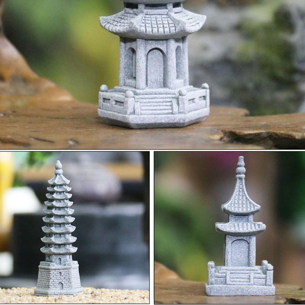 Artificial Mini Lanterns Statue Multifunctional Pagoda Garden Miniature Sculpture Home