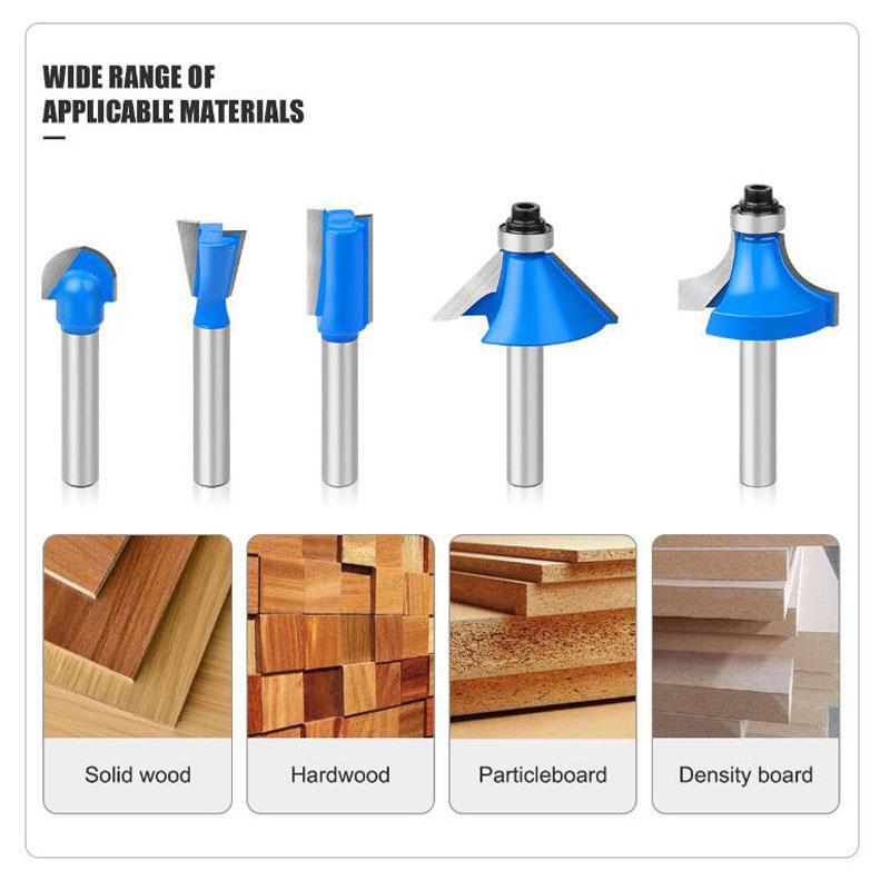 Набор из 15 шт. фрезерных фрез с хвостовиком 6,35 мм, прямая фреза для обработки дерева, твердосплавные фрезы для резки, деревообработки