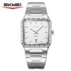 SKMEI 9383 Men's Quartz Watch for Men Stainless Steel Fashion Sports Waterproof Silver Wrist Watch Luxury New Simple Square