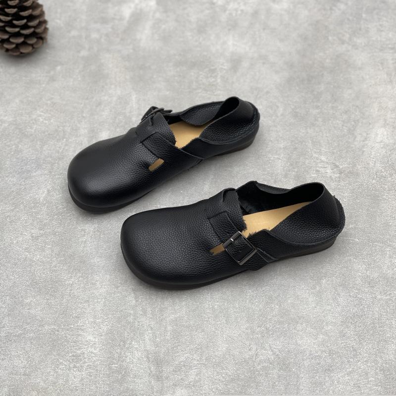 Johnature Туфли-лоферы из натуральной кожи с круглым носком и мягкой подошвой, универсальные, из мягкой коровьей кожи, на плоской подошве, женские