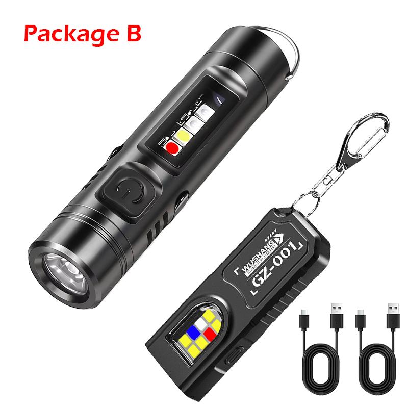 Mini LED COB Keychain Flashlight USB Rechargeable Torch with Magnetic/pen Clip 9 Lighting Modes Lamp for Outdoor Emergency Work