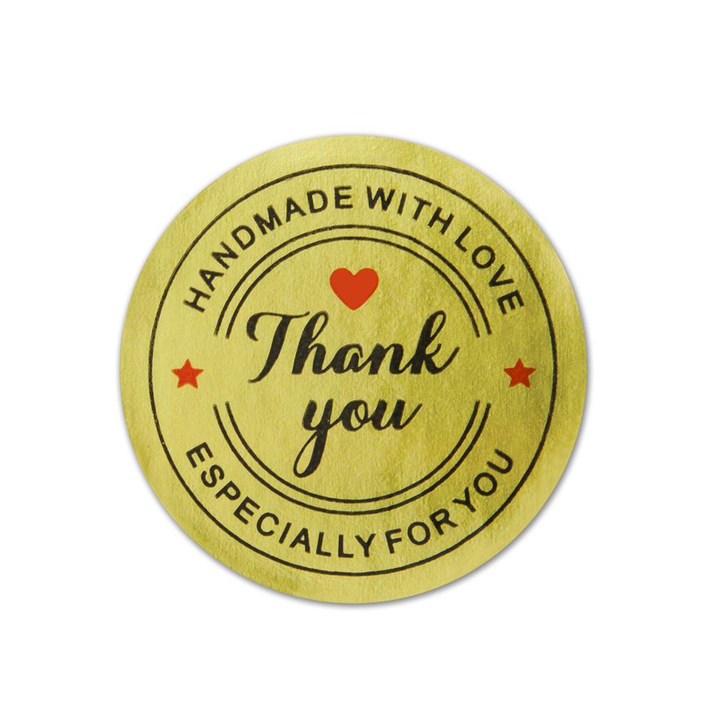 50-500pcs Labels Stickers Round Shape Gold Love Thank You Stickers Seal Labels Scrapbooking For Package Stationery Sticker 1in