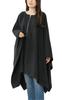 JANJAM Пончо большого размера Длинная накидка Размеры Женское пальто, Средней длины, Рукав, Верхняя одежда на молнии, Черный, LL-5L