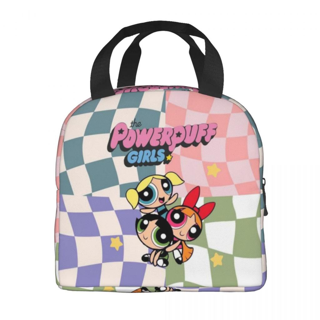 P-PowerPuffs Cartoon Accessories Insulated Lunch Bags For Work Food Storage Bag Portable Cooler Thermal Bento Box