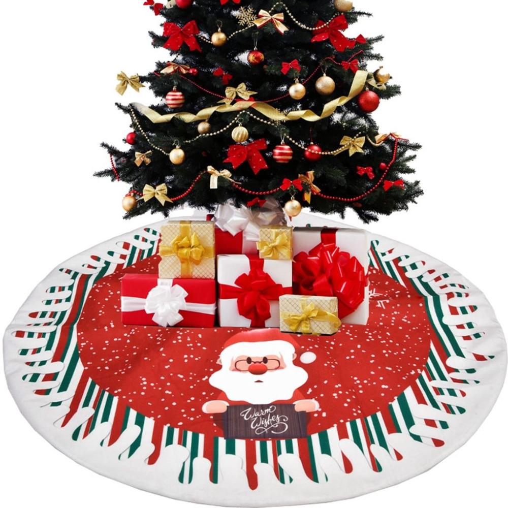 New Year Cloth/Linen Xmas Layout Floor Mat Cover Xmas Decor Christmas Carpet Xmas Tree Skirt