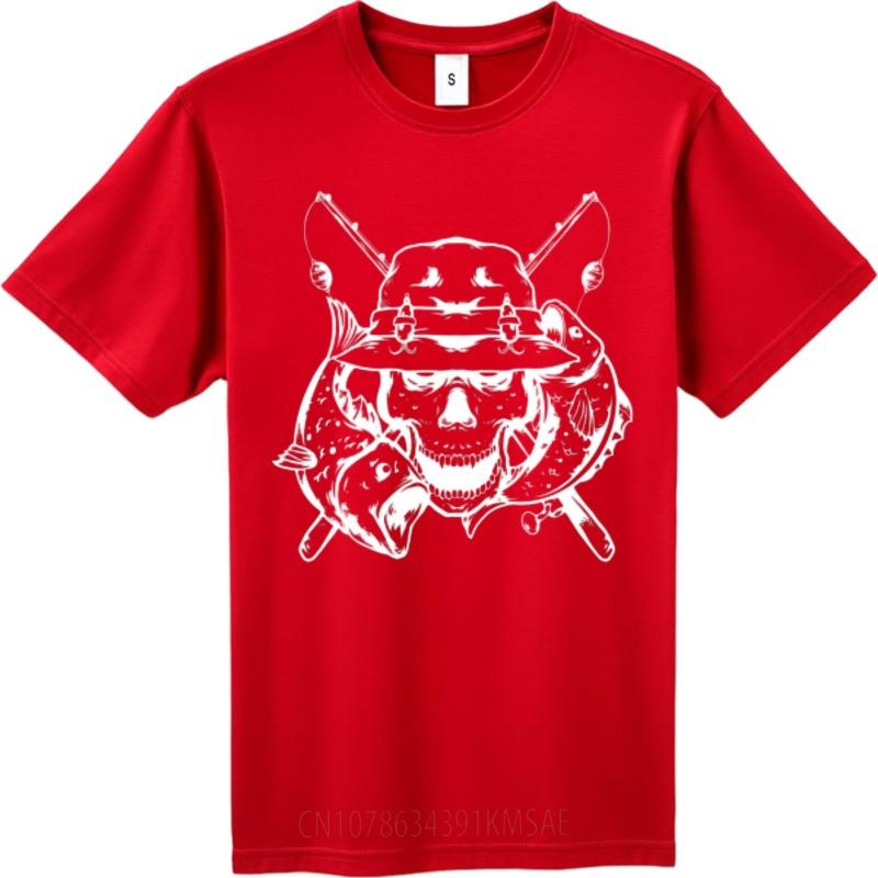 Top tees Travel For her Oneck t shirt Graphic Skull With Fishing Hat And Rods Retro Unisex Teeshirt Comfort Tshirt Casual Tee