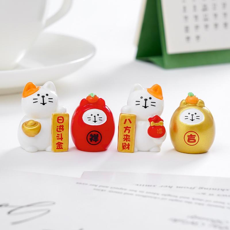 Милые ornaments Денежный Кот Удача Фэншуй Микро Пейзаж Домашний Офис Настольное Украшение Миниатюры Котенок Смоляные Поделки Подарок