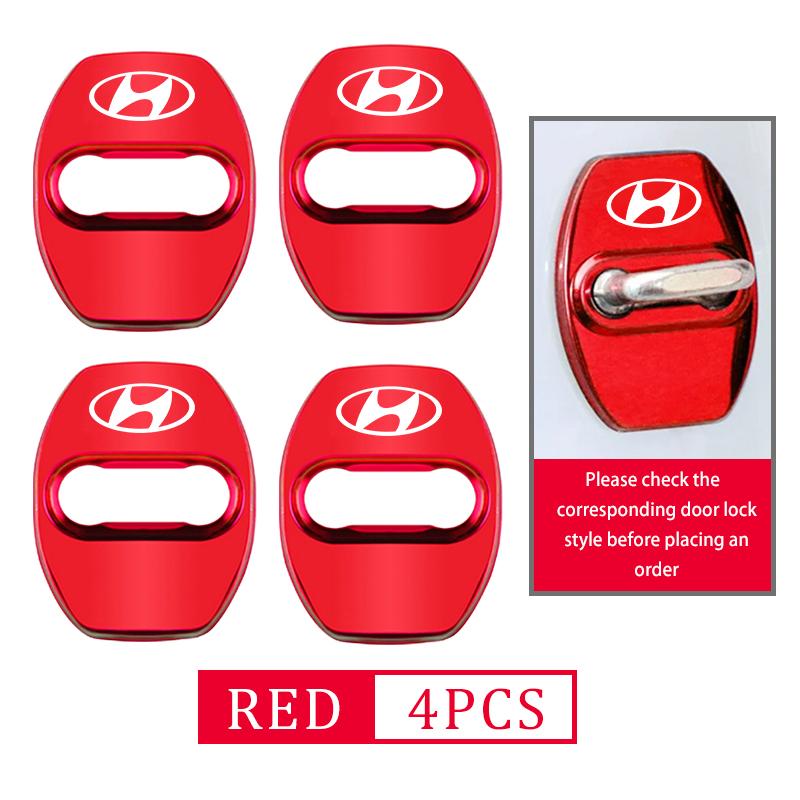 For Hyundai 4Pcs Car Door Lock Cover Stainless Steel Protection Accessories Genesis Azera GDI i10 i20 i30 i40 ix20 ix35 Accent lj2