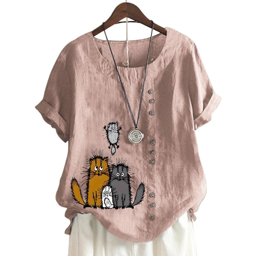 Женский повседневный топ с короткими рукавами, круглым вырезом и 11 уникальными цветочными принтами