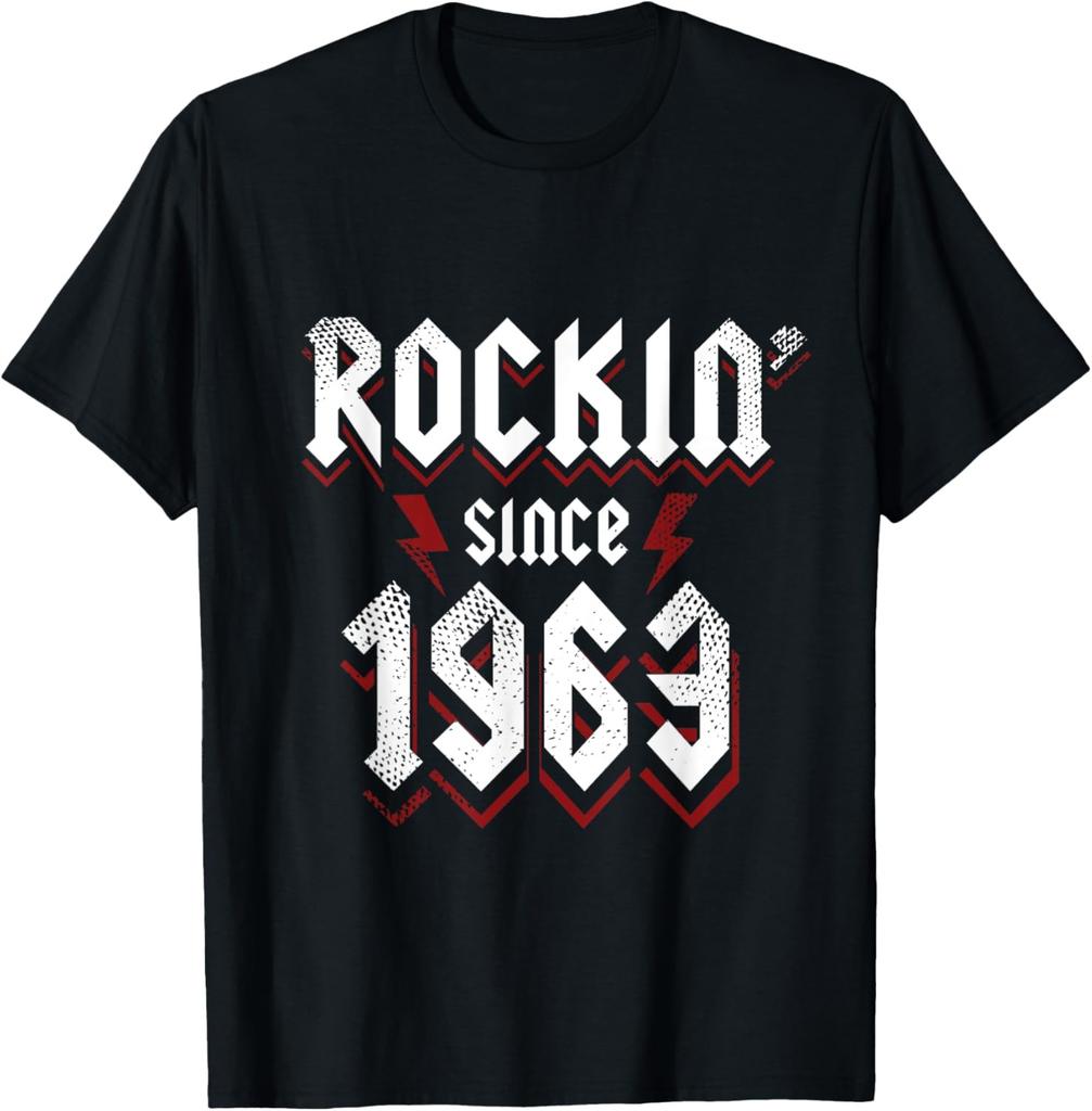 Rockin Since 1963 60 Year Old Rock Music 60th Birthday T-Shirt Casual Individuality Streetwear Clothing Printed T-shirt