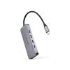 Хаб USB-C - NANO CABLE - 4 порта USB-C (мама) - Алюминий 10 см - USB-C PD 100 Вт - Серый