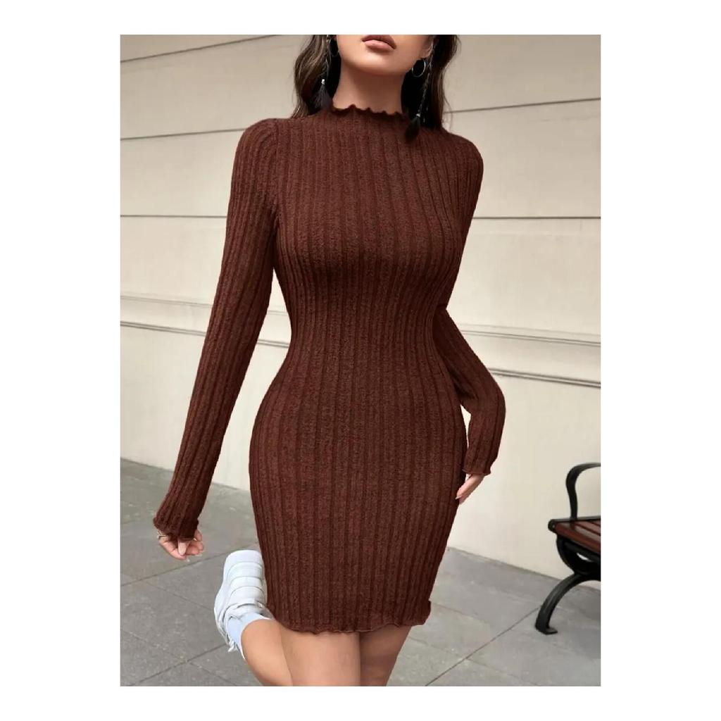 Женское платье с высоким воротником, трендовое, из вельвета и лайкры, хлопок, сезонное и зимнее