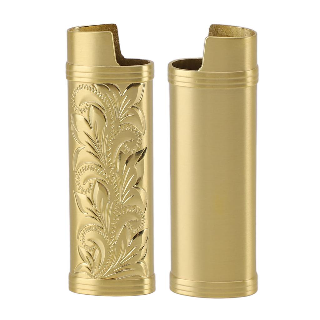 2Pcs Lighter Case Zinc Alloy Lighter Storage Container Floral Pattern for Outdoor Camping Hiking
