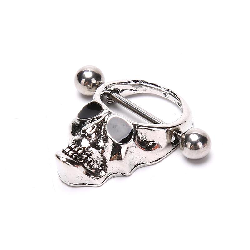 Бары с черепом, кольцо для пирсинга сосков, бар из нержавеющей стали, штанга для тела, украшения для груди