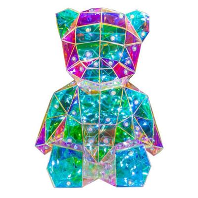 Yousheng Teddy Bear Night Light Призматическая переливающаяся светодиодная лампа в виде медведя DIY Сборка красочная лампа в виде кролика для подарка на День святого Валентина Декор для вечеринки в спальне