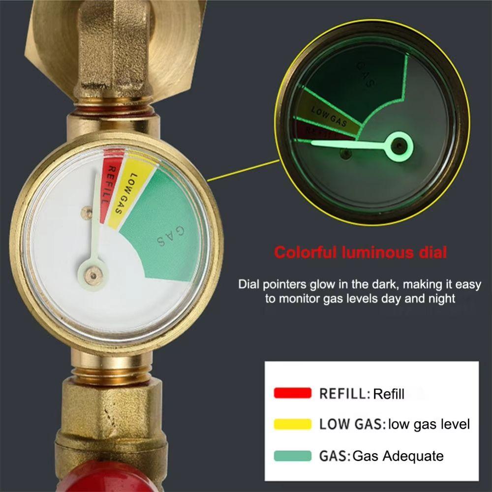 Brass Gas Tank Adapter with Valve Propane Tank Adapter Gas Refill Adapter 1lb/16.4oz Propane Tank