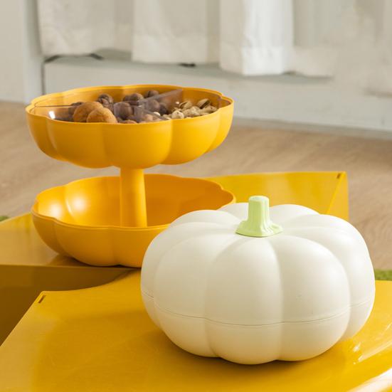 Подставка для закусок из тыквы на Хэллоуин, разделенный поднос с крышкой, 3 отделения для хранения вилок