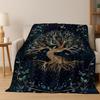 Nordic Dream Tree of Life Symbol Totem Yggdrasil Flannel Blanket,Cozy Soft Throw Blanket for Home Bedroom Bed Sofa Cover Gift