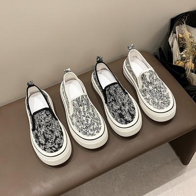 Женские парусиновые туфли на одной педали, весенние туфли на толстой подошве, новые туфли рыбака, ленивые универсальные вышитые тканевые туфли