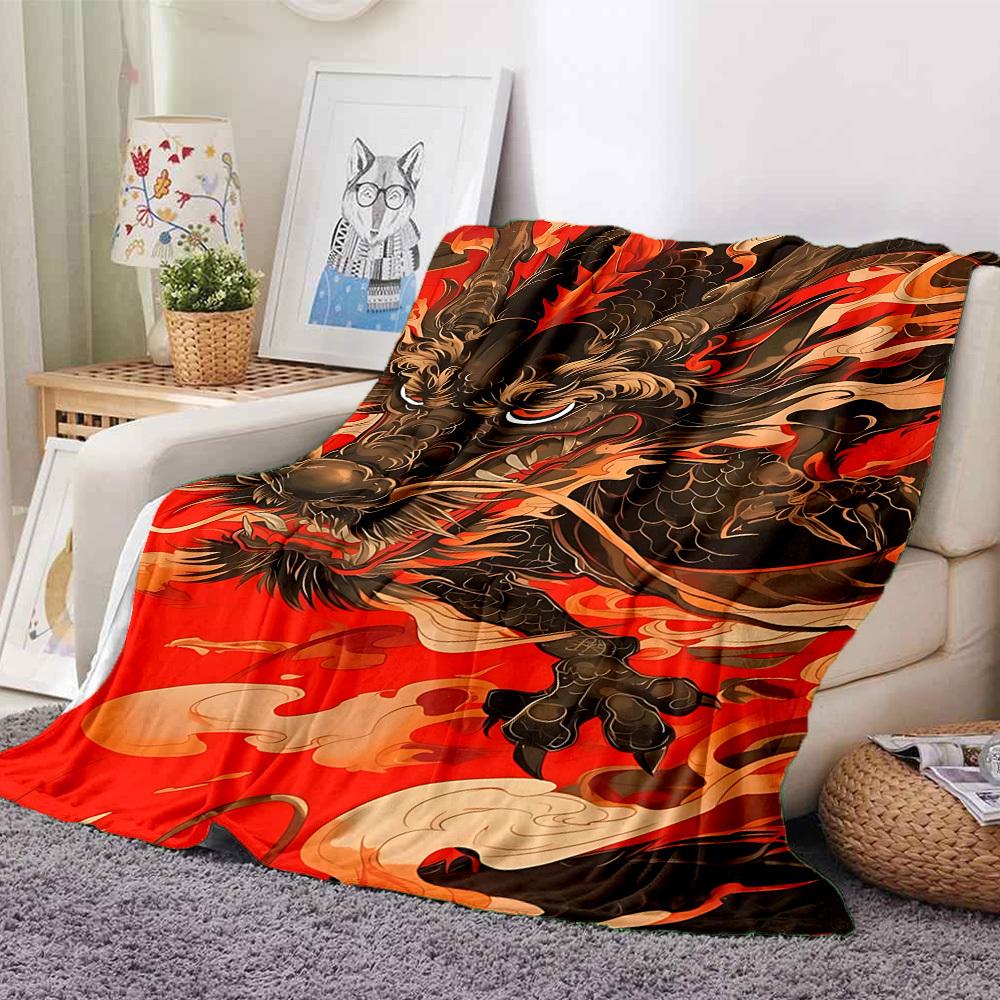 1pc Mythical Creature Illustration Blanket Warm, Cozy, And Soft, Suitable for Sofas, Beds, Cars, And Office Use.Perfect for Camping And Travel, Making