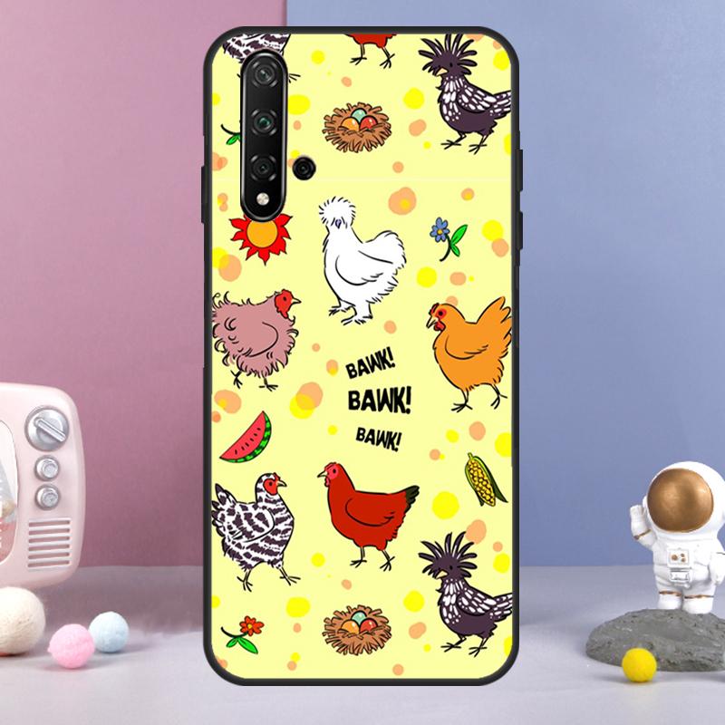 Cartoon Chicken Rooster For Huawei Nova 3i 7i 8i 11i 12i 9 10 SE Y60 Y61 Y70 Y72 Y73 Y90 Y91 P20 P40 P30 Lite Case