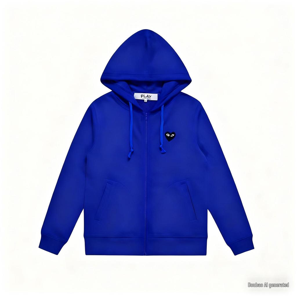 PLAY Love Heart Embroidery Zipper Cardigan Hoodie - Men's Plus Velvet Autumn Hooded Jacket 2025 Model